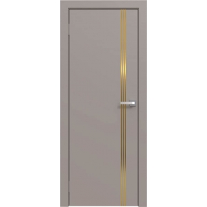 Дверь межкомнатная Эмаль Line-3 (Капучино/ Золотой молдинг)